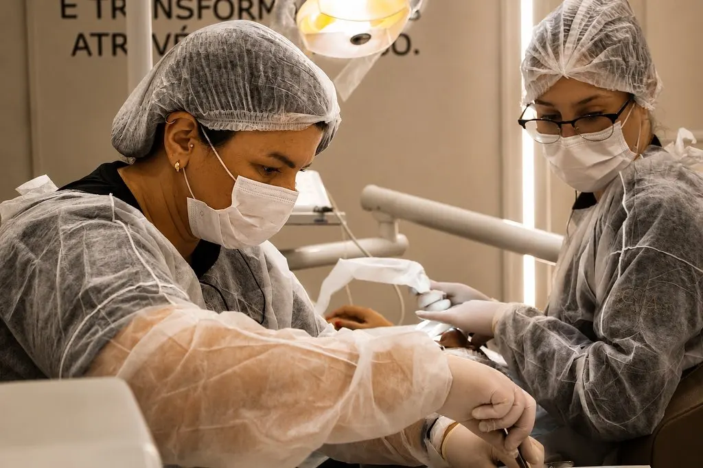 Dentista da Selecta durante um procedimento